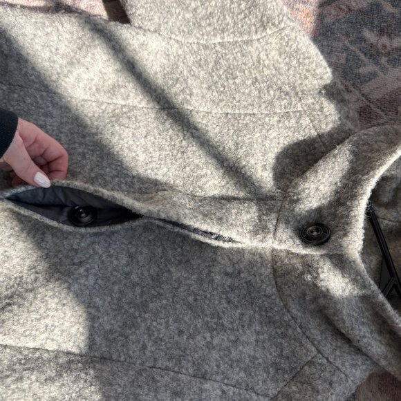 London Fog Gray Hooded Wool Blend Coat | Size S/P - Picture 5 of 8